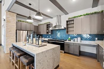 Resident kitchen with double-oven and stove